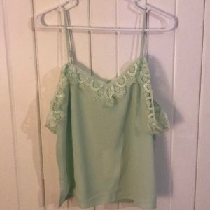 Mint cold shoulder top